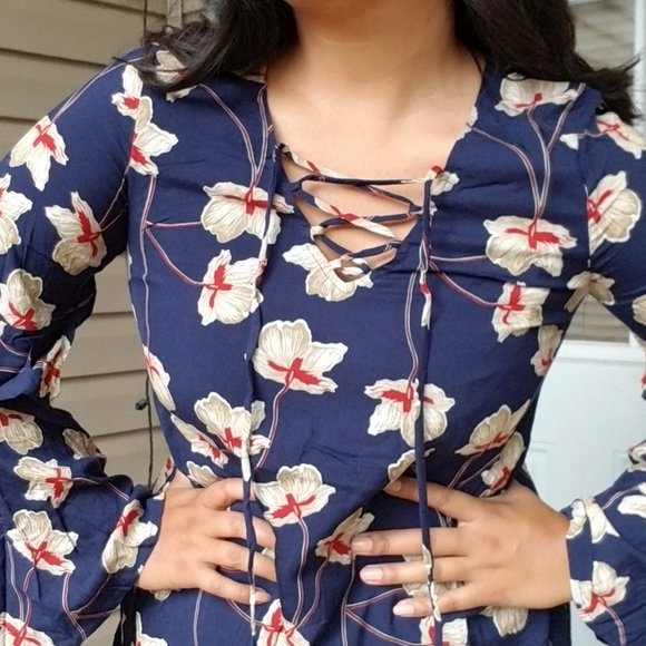 HE LOVES ME NAVY FLORAL MINI SHIFT DRESS - Picture 9 of 12